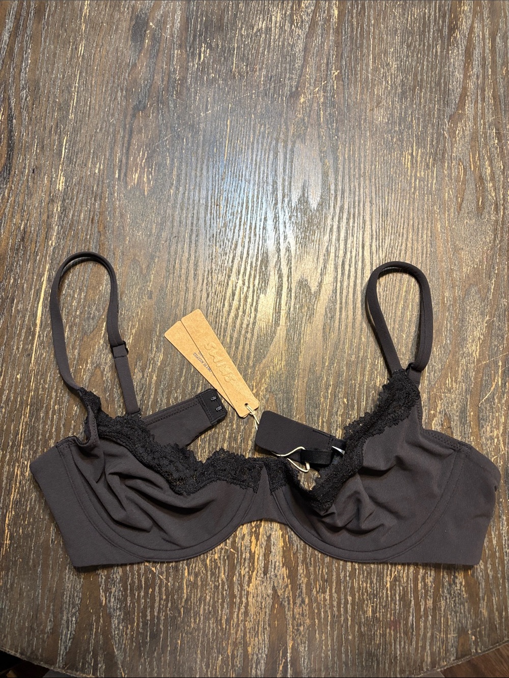 SKIMS Black Lace Fits everybody unlined Demi bra 36C NWT Bra